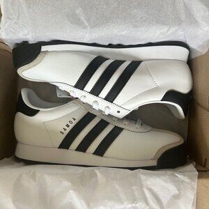 NWB Adidas Originals Men's Samoa Sneakers in White & Black, US Size 8